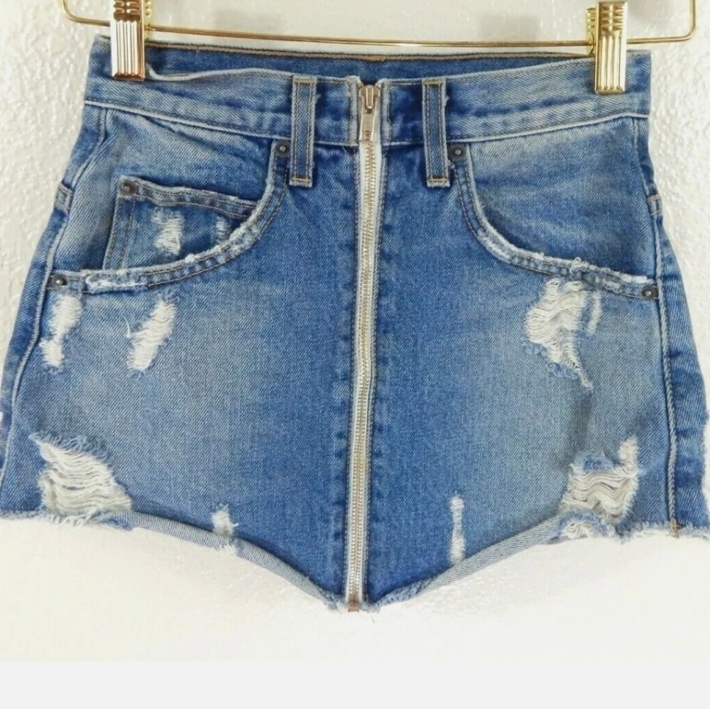 Carmar Beatrice Adige Distressed Denim Skirt - Picture 2 of 4